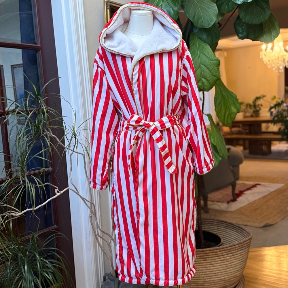 Red and White Striped Bathrobe